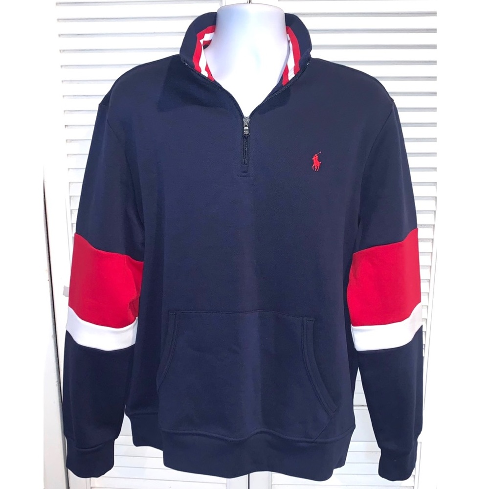 Ralph Lauren DOUBLE-KNIT MESH SWEATSHIRT IN CRUISE NAVY Men’s size Large